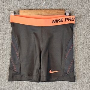 Nike Pro Shorts Womens S Tight Fit Black/Orange Compression Training Gym